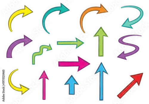 A collection of colorful arrows pointing in different directions