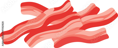 Delicious strips of crispy cooked bacon on white background