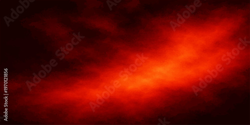 Dramatic abstract red smoke and fire texture blending into a beautiful sunset sky with dark storm clouds and orange sunlight