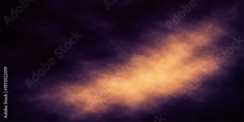 A dramatic abstract explosion in the dark night sky creates a texture of orange light and blue smoke against a stormy cloudscape backdrop