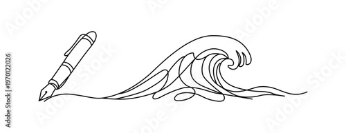  Fountain Pen Wave Creativity Icon Vector Set