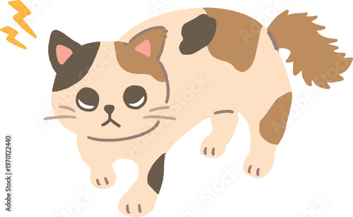 警戒する猫のかわいいベクターイラスト　やんのかステップ