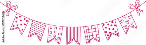 Decorative bunting flags banner line art festive garland illustration