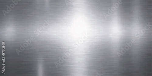 Polished silver brushed metal texture background with a shiny stainless steel surface pattern and industrial grey aluminum plate reflection for a metallic chrome wallpaper