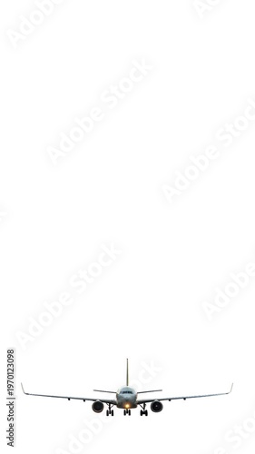 airplane landing footage on white background