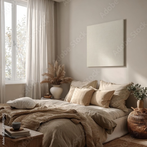 Cozy Neutral Bedroom with Natural Light and Decor