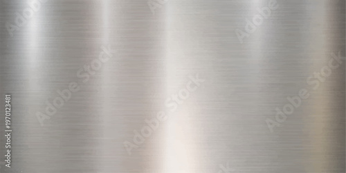 Polished silver stainless steel plate with a brushed metal texture and shiny aluminum surface creates a sleek grey industrial metallic background pattern