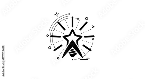 Focus Highlight Icon Vector with Emphasis Lines and Central Object Glow Effect