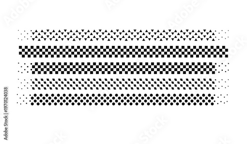 Checker race flag lines and grid set, rally finish ribbon texture, black and white racing border pattern