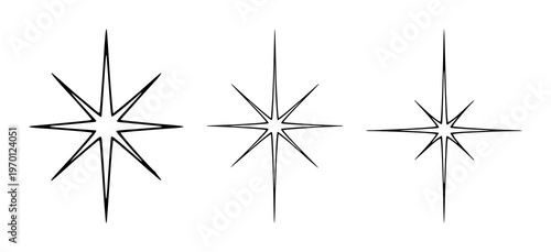 North Star set with minimalist black line art design featuring Polaris, astronomical object, celestial navigation with guiding star and northern star