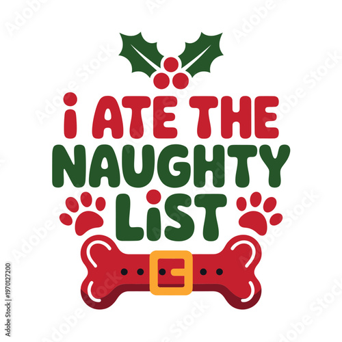 Playful christmas design featuring paw prints and a humorous message