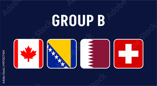 Flags of the countries participating in the international football tournament in Group B