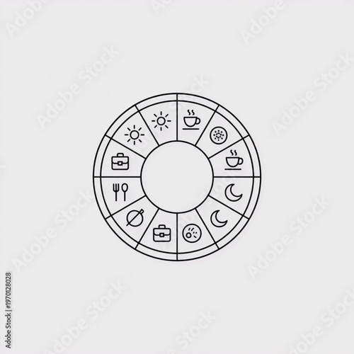 A circular diagram illustrating daily meal planning and nutrition