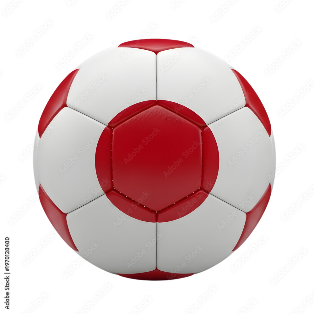 Fototapeta premium A red and white soccer ball on transparent background