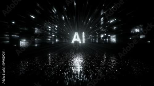 Minimal Futuristic AI Typography Grid Technology Background