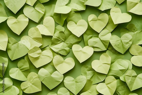 Seamless Background of green Paper Hearts