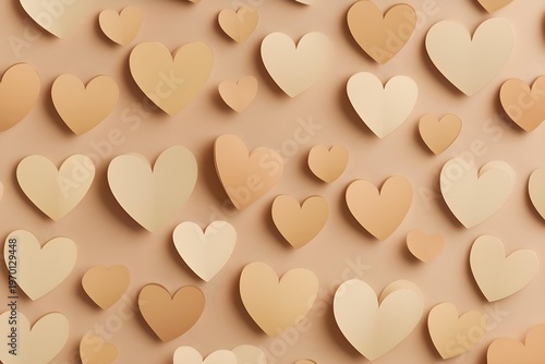 Seamless Background of light brown Paper Hearts