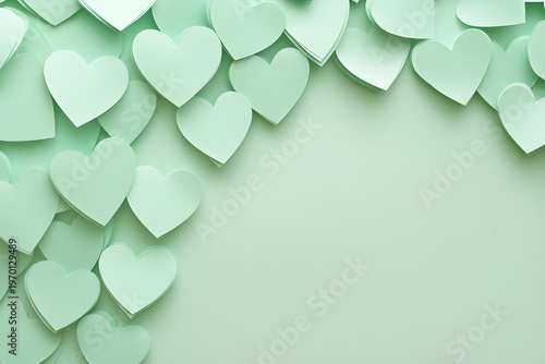 Seamless Background of green Paper Hearts