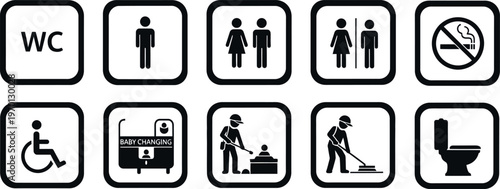 Essential public restroom icons a comprehensive set for accessibility facilities regulations