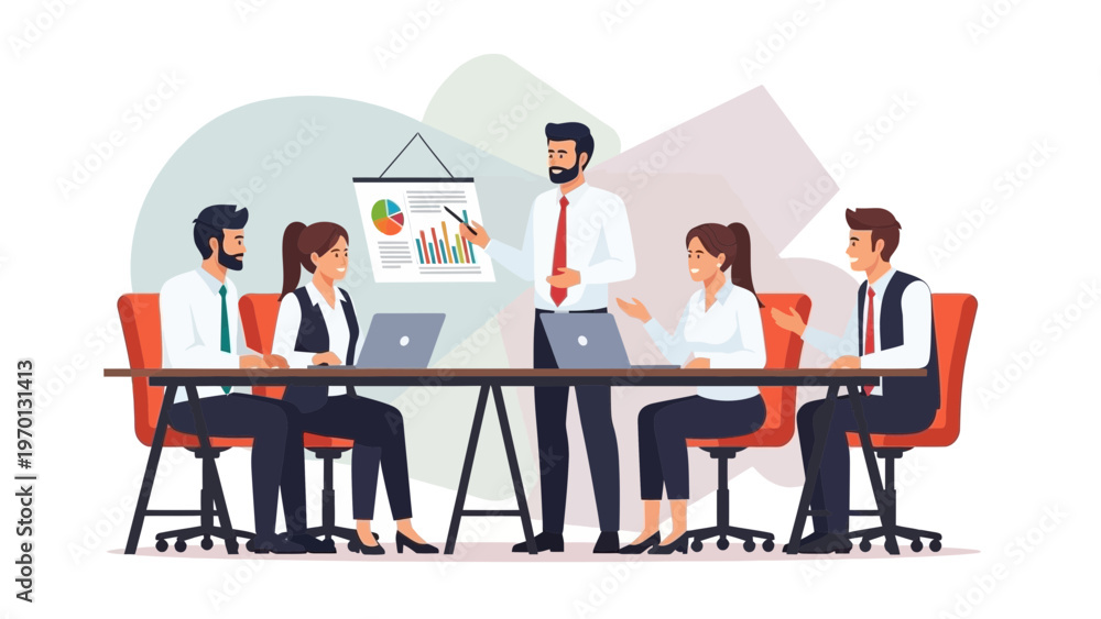 Fototapeta premium Business Meeting: Team Collaboration, Presentation, and Strategy Discussion