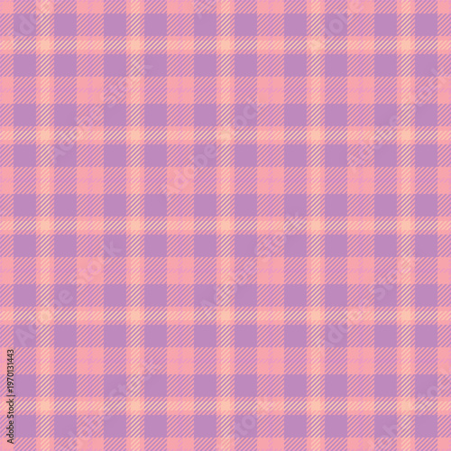 Cosy plaid texture tartan, invitation seamless check pattern. 70s textile fabric vector background in red and pastel colors.