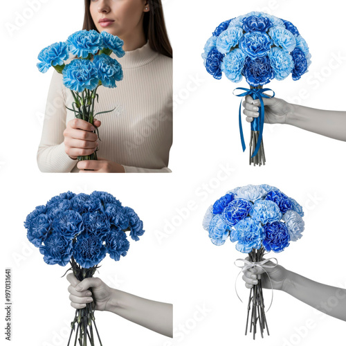 Bouquets of blue carnations