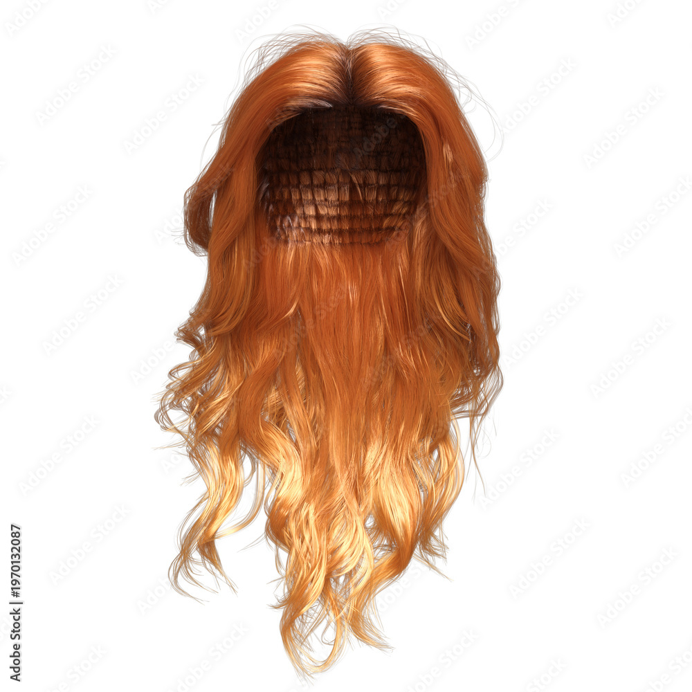 Naklejka premium 3D rendered long female curly hair isolated on a transparent background