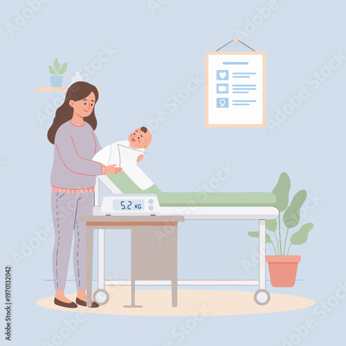 false illustration of a doctor providing services to a baby under 5 years old