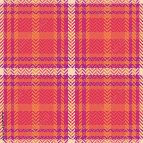 Winter seamless fabric textile, london vector pattern plaid. Empty tartan check background texture in red and orange colors.