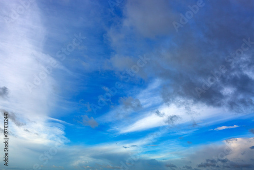 Blue sky with white clouds in sunshine summer day
