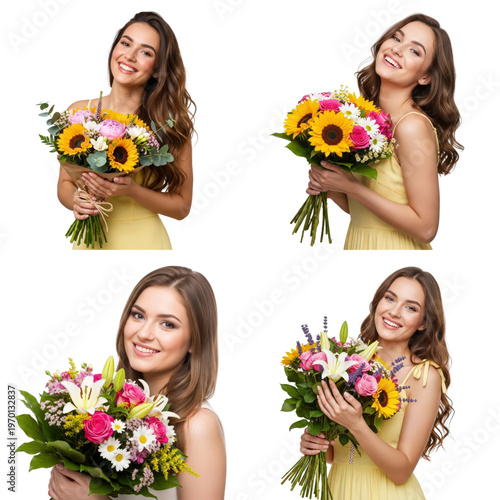 Woman holding a bouquet of flowers