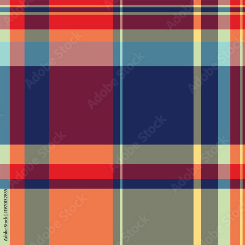 Geometrical texture vector textile, elegance plaid fabric pattern. Rug tartan check seamless background in red and pastel colors.