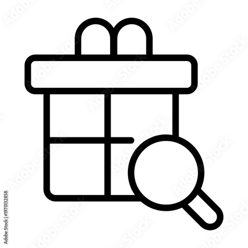 Gift Search Icon with Magnifier for Holiday Presents