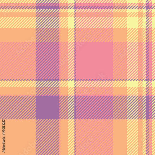 Stripped seamless tartan vector, silky fabric texture plaid. Fire check background pattern textile in orange and red colors.