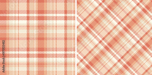 Vector texture plaid of check background tartan with a pattern fabric textile seamless. Set in cream colors. Latest trends in modern everyday fashion prints.