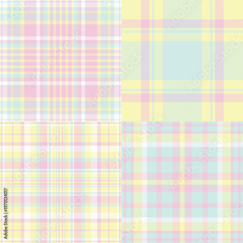 Plaid pattern collection for digital textile products. Works for shirt mockups, downloadable patterns, and sewing templates. Vector adaptability ensures compatibility.