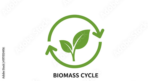 Biomass Cycle Icon: Renewable Energy and Sustainable Ecology Concept