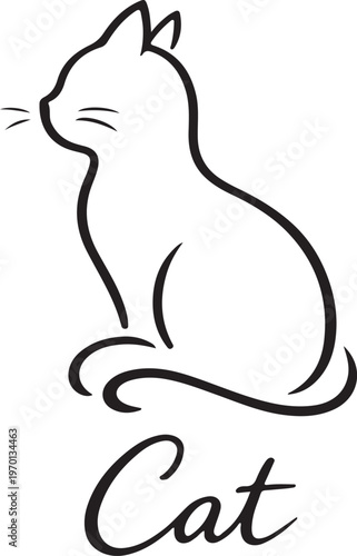 Abstract cat logo in bold black line art style for modern pet branding and minimal design identity