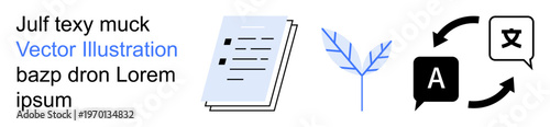 Language translation, communication tools, educational content, global connectivity, information sharing, multilingual accessibility. A document, a symbol of understanding, and translation arrows