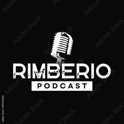 Modern Grunge Podcast Logo Design with Distressed Texture for Audio Branding