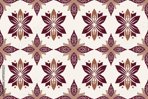 ikat Abstract Ethnic art. Seamless pattern in tribal, folk embroidery, and Mexican style. Aztec geometric art ornament print. Design for carpet, cover, wallpaper, wrapping, fabric, clothing