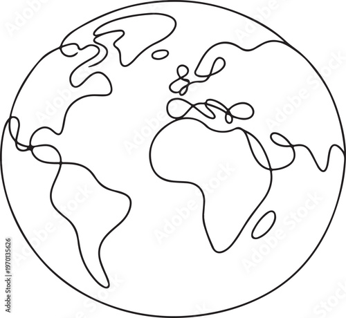 Minimalist world globe line style illustration representing earth geography and global connection concept