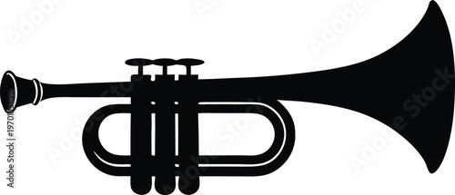 Black Trumpet Musical Instrument Silhouette Vector Illustration