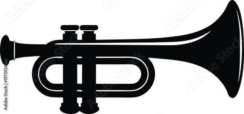 Black trumpet musical instrument silhouette vector icon