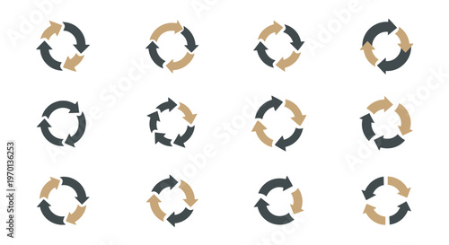 Circular Arrow Icons Set: Refresh, Reload, Cycle, and Loop Symbols