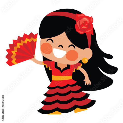 Traditional Spanish Girl Holding Fan