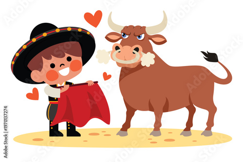 Stop Bullfighting Concept Cartoon Illustration