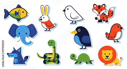 Cute Cartoon Animals Collection: Sticker Set