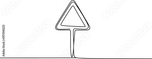 Traffic sign continuous one line drawing minimalist outline vector illustration isolated on white background.Road traffic sign. One line draw graphic design vector
