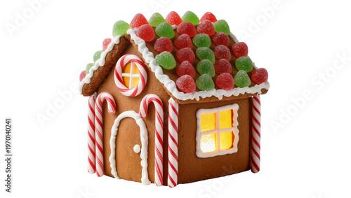 Canvastavla Festive gingerbread house decorated with colorful candy gumdrops, and peppermint